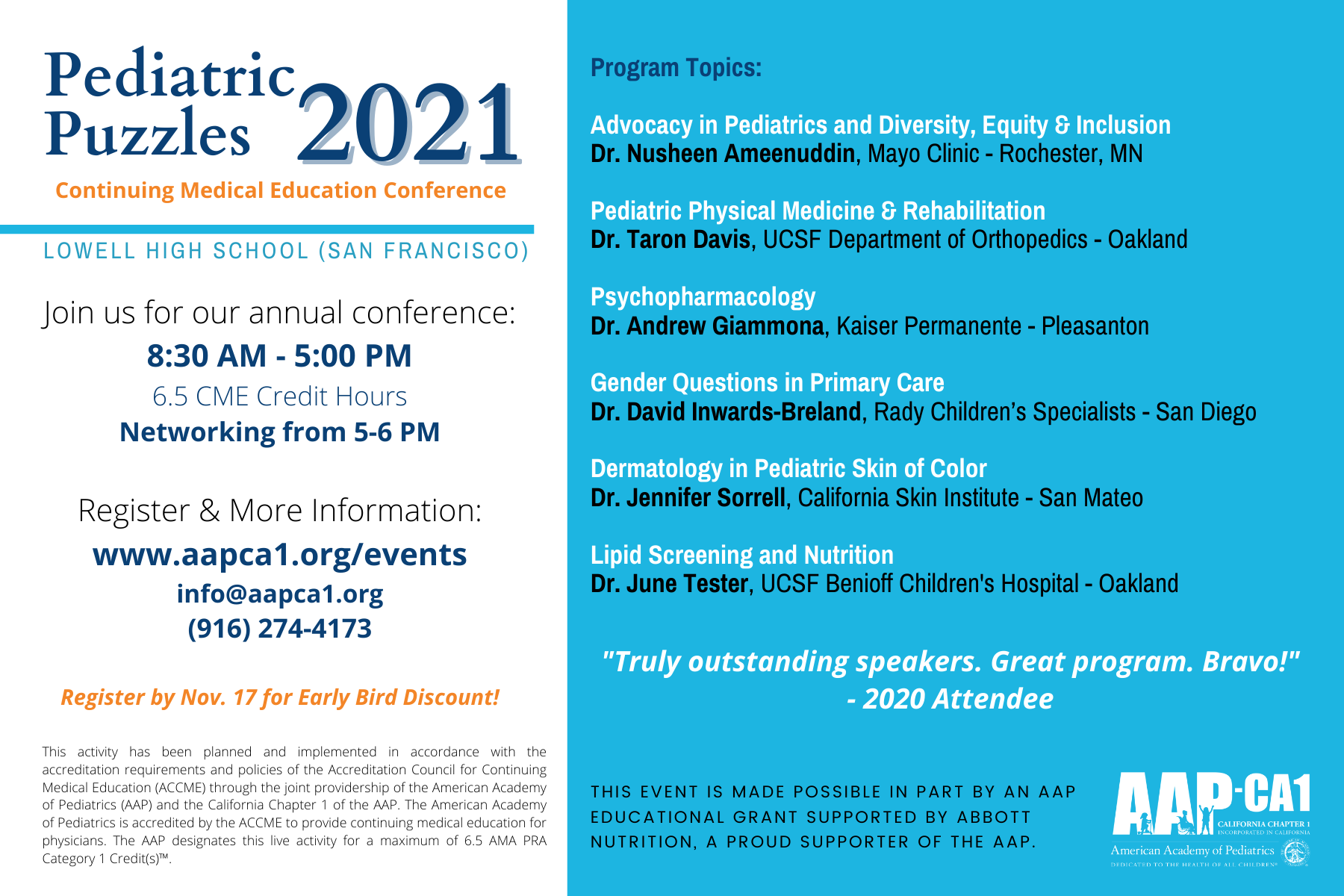 6th Annual Pediatric Puzzles CME Conference American Academy of Pediatrics California Chapter 1